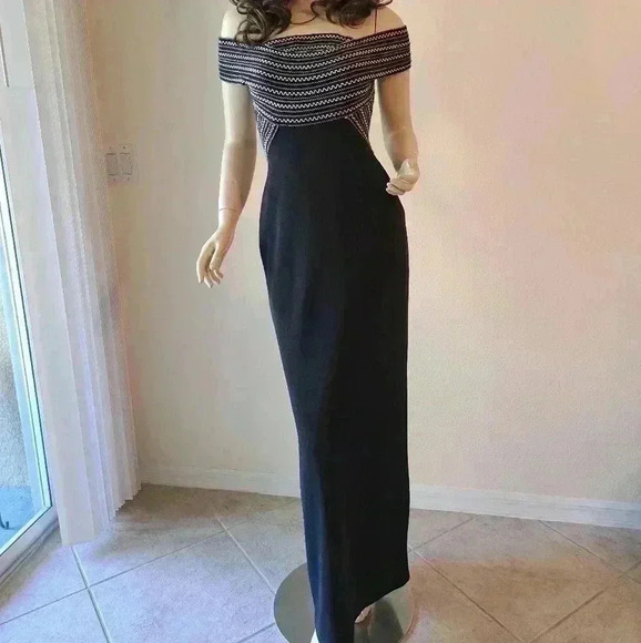 Maxi Dress size 8 black and white by Susan Roselli for Vijack - Picture 2 of 14